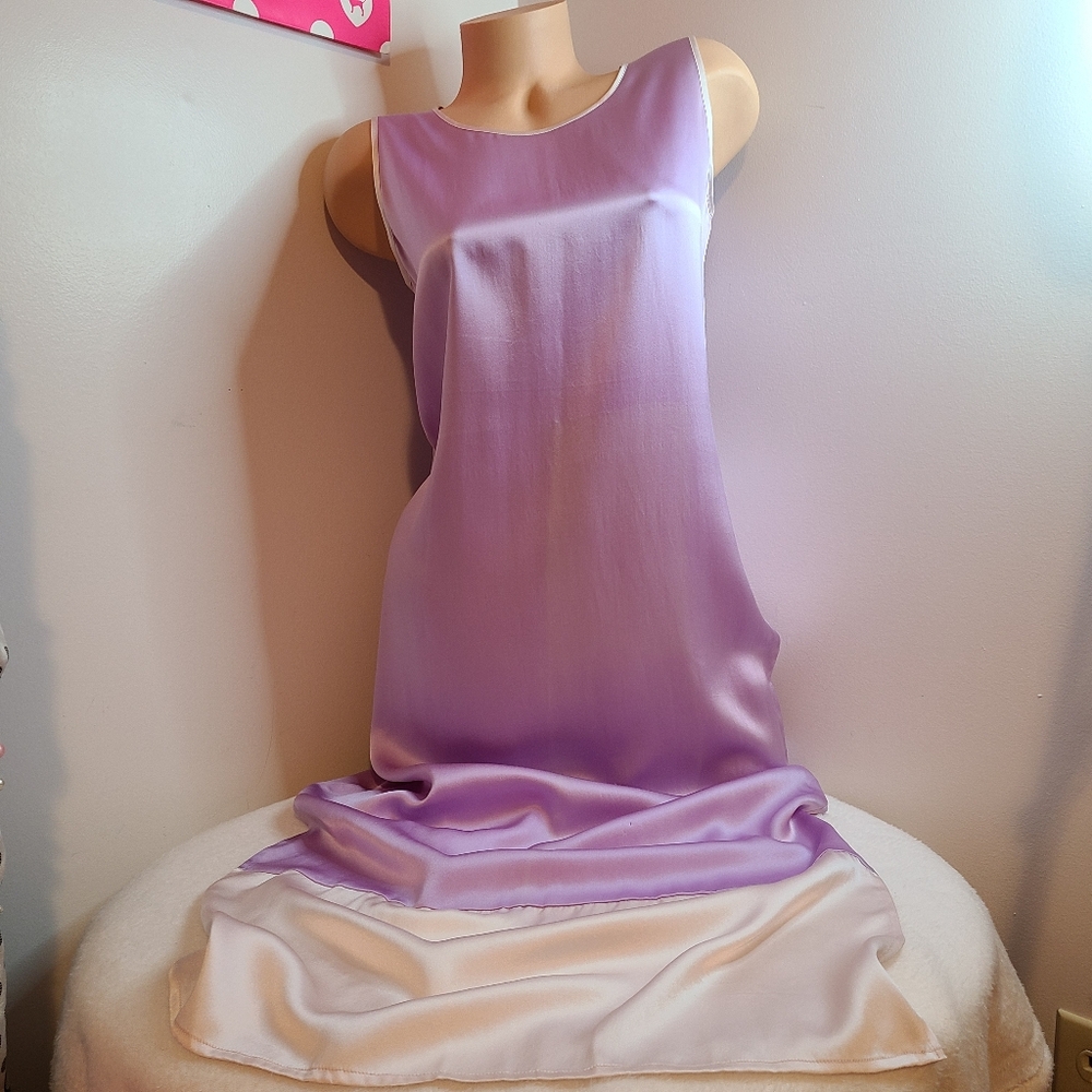 VTG Lillianna 100% Silk Colorblock Long Maxi Slip Dress Nightgown Size Sm - Picture 2 of 8
